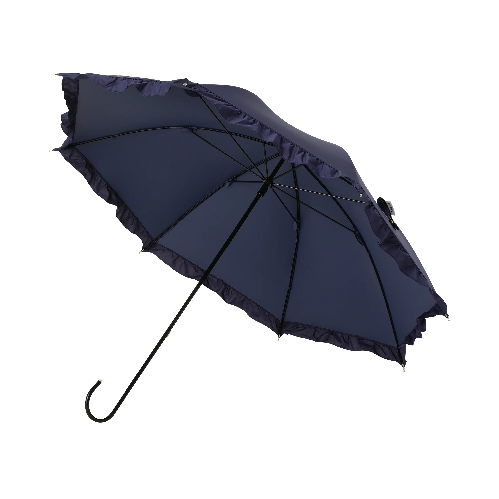 【2024年モデル】遮光 クラシックフリル 長傘 50cm ネイビー（晴雨兼用） - Image 4